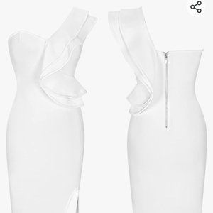 White one shoulder bandage dress